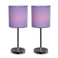 All The Rages All The Rages LT2007-PRP-2PK Simple Designs Chrome Mini Basic Table Lamp with Fabric Shade 2 Pack Set; Purple LT2007-PRP-2PK
